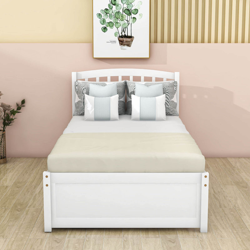Twin Storage Platform Bed with Drawers, White