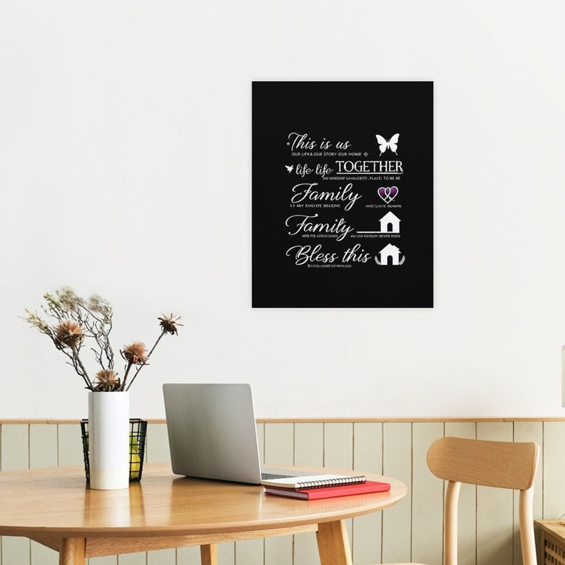 "Family & Home Script", art mural encadré en bois, 16 x 20