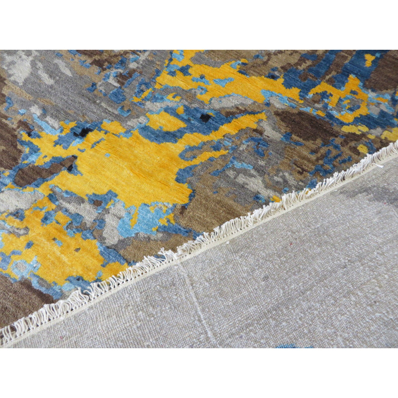 Latitude Run® One-of-a-Kind Ziegler Hand-Knotted Blue/Yellow 9'1