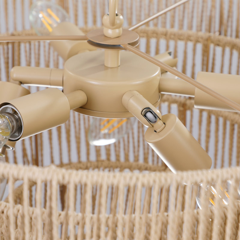 Lustre moderne en corde de chanvre tissée à 4 couches de 20 po Bohotiered, luminaire suspendu de style bohème, lumière suspendue élégante (sans ampoules)