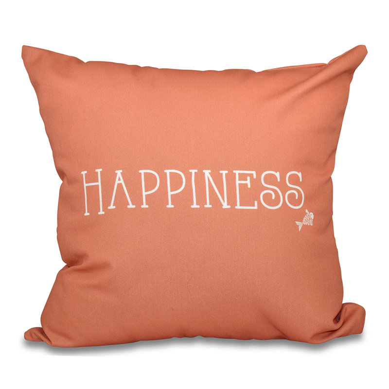 Housse de coussin carré « Coastal Happiness »/insert, H 26 po x l 26 po, Corail
