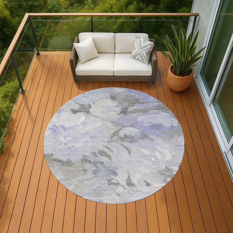 Tapis floral intérieur / extérieur lavable à la machine Jenning ACN2264, Rond 8 pi