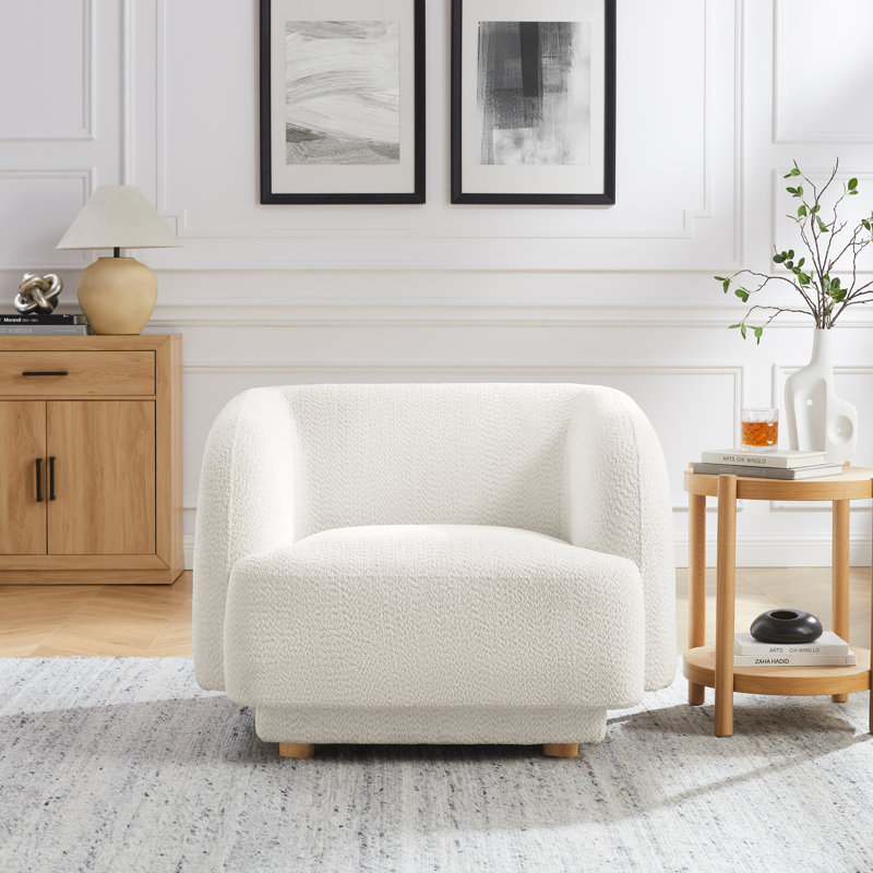 37" Wide Modern Barrel Chair, Plush Chenille Upholstered Accent Lounge Chair for Living Room, Bedroom, Study - Multiple Colors