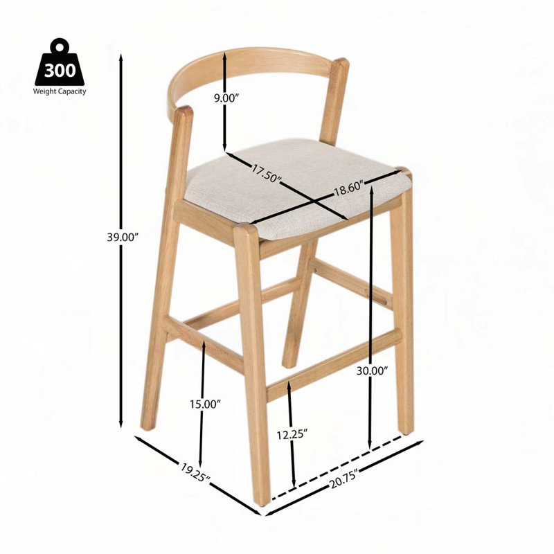 Wooden Barstool, Natural