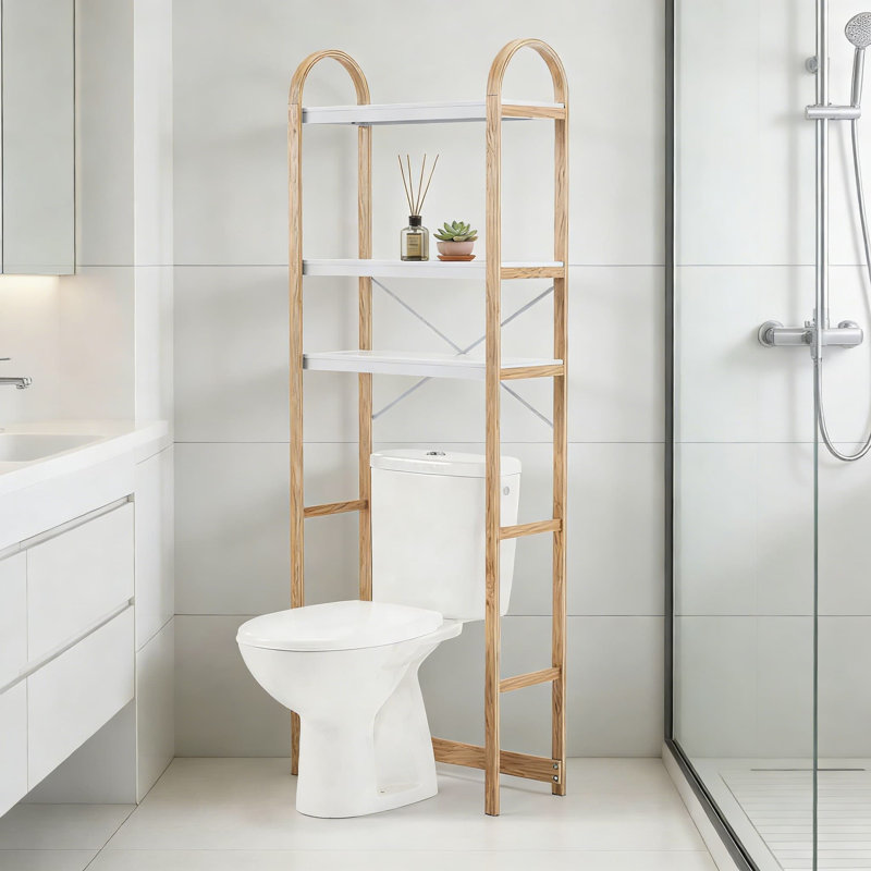 Tablette de rangement au-dessus de la toilette avec conception en bois à 3 niveaux pour économiser de l'espace dans la salle de bain et organiser