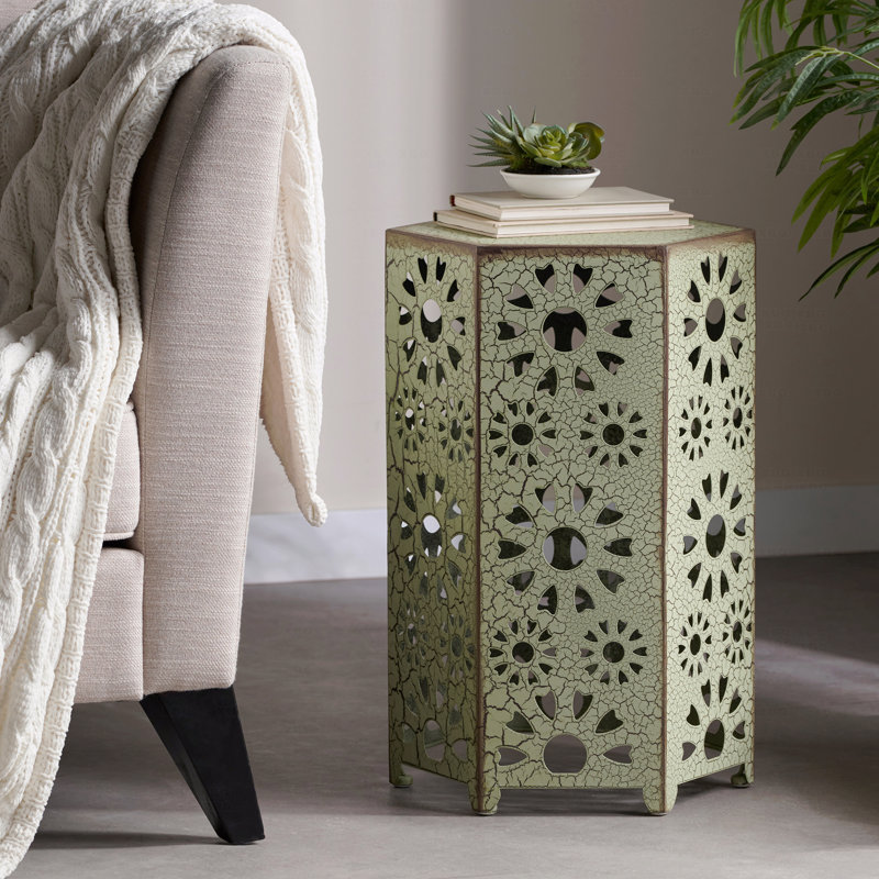 Table d'appoint 14 po avec motif de découpes de soleil, Vert