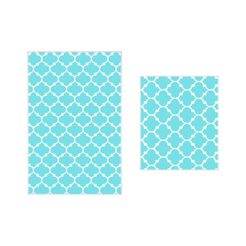 Ensemble de tapis de bain 2 pièces Derwin, Bleu / blanc