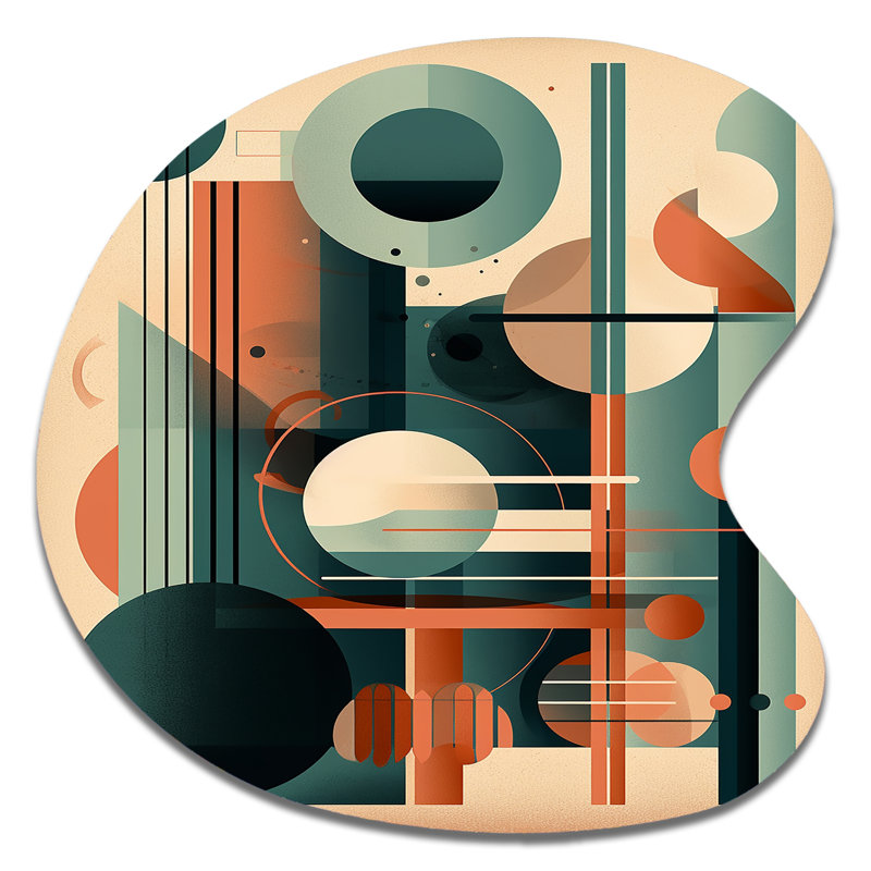 Cidni - art mural moderne asymétrique en métal de style Mid-Century, impression d'art en forme libre orange