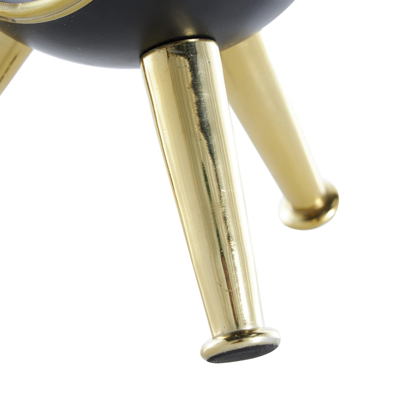 Black and Gold Analog Quartz Tripod Tabletop Clock