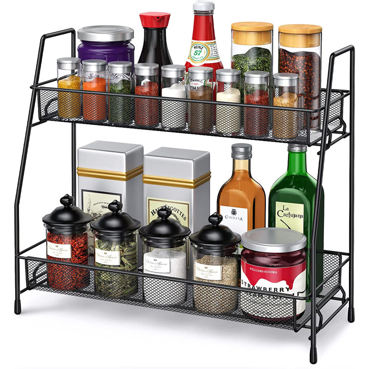 Spice Rack 2 Tier Standing Rack (Large Size), OOFO Kitchen Bathroom  Countertop Storage Organizer Spice Jars