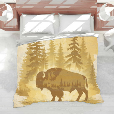 Édredon Bison In Forest Scene