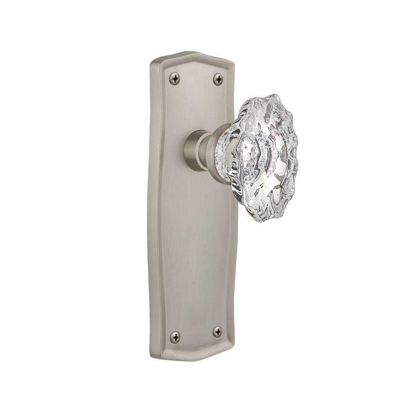 Prairie Plate with Chateau Door Knob, Satin Nickel, 2 3/4