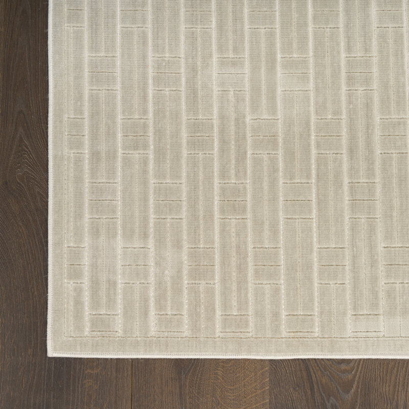 Tapis d'intérieur moderne ivoire argenté 2 pi x 3 pi Nourison, Rectangulaire 2 pi x 3 pi