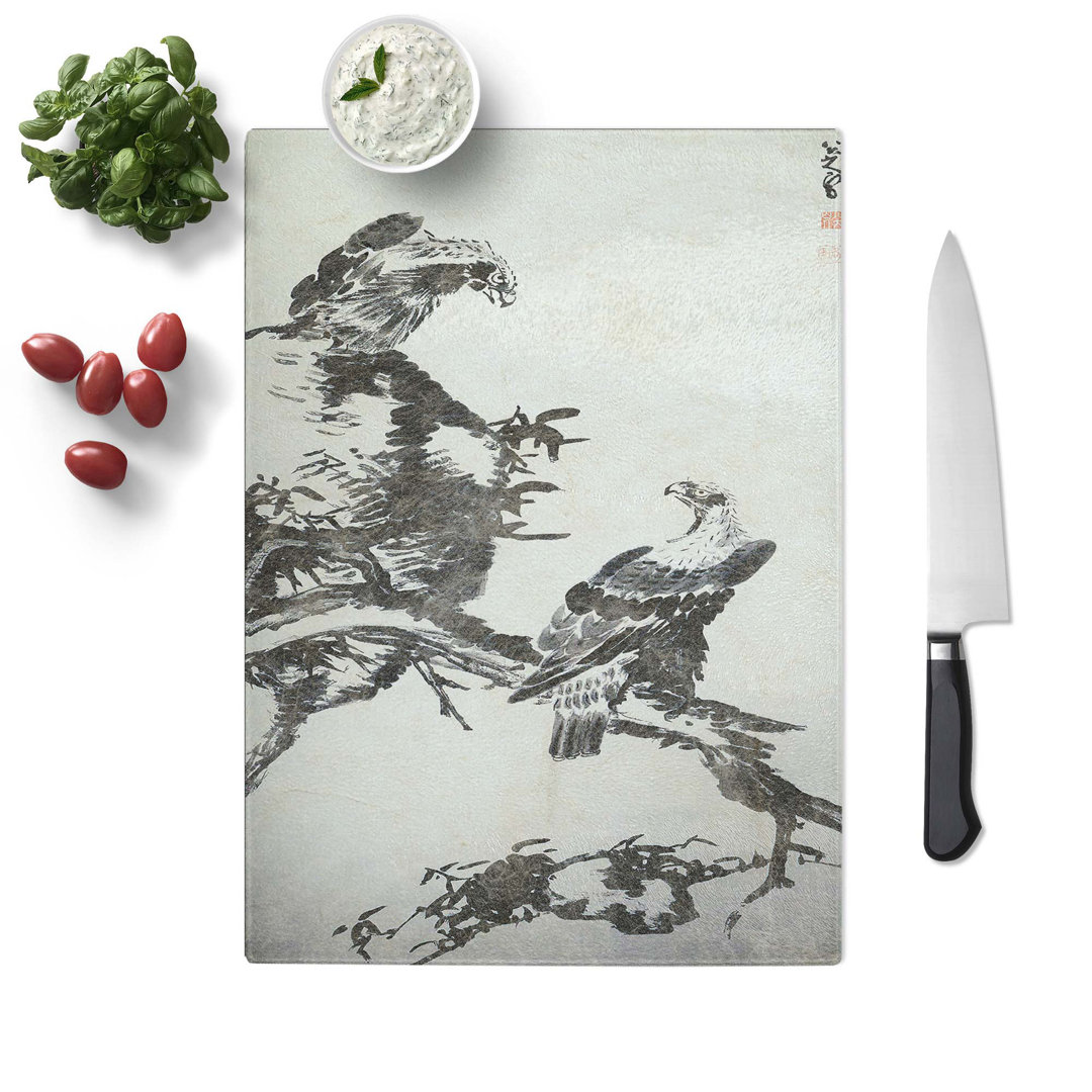 Tempered Glass the Two Eagles by Bada Shanren Chopping Board