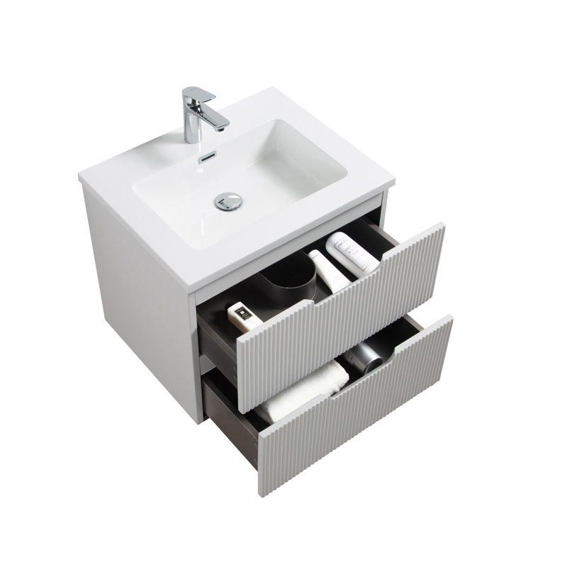Minoru 23.5" Wall-Mounted Single Bathroom Vanity Set