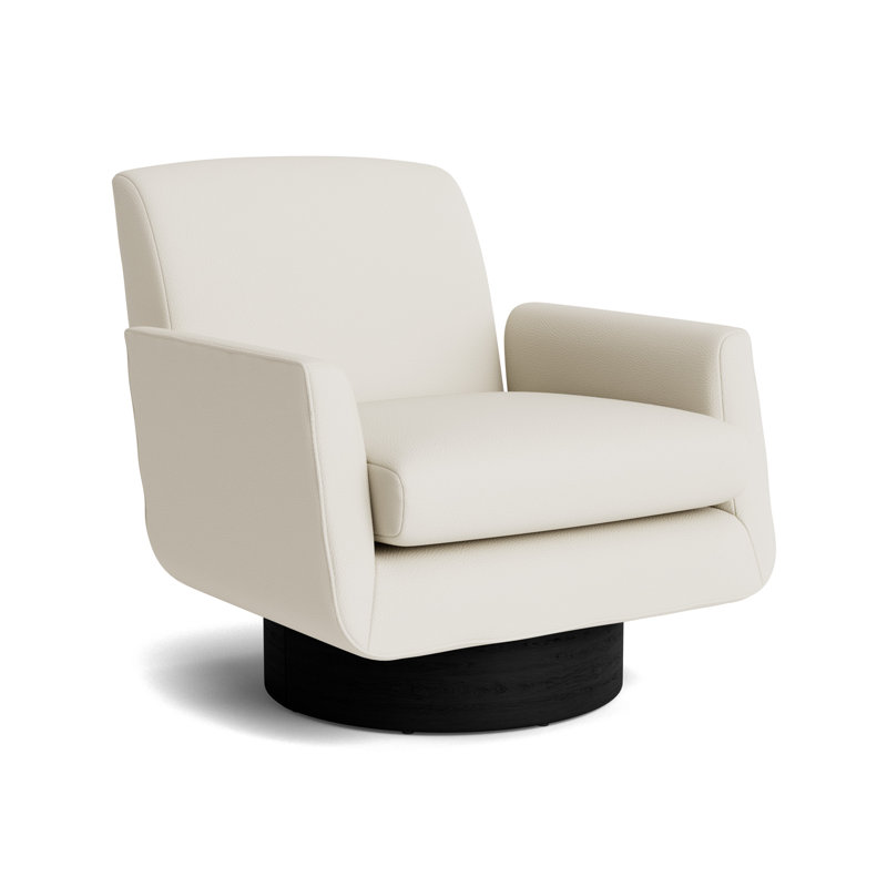 Supernova Full Swivel Leather Chair, Greenwich Performance Leather - Cream, Black
