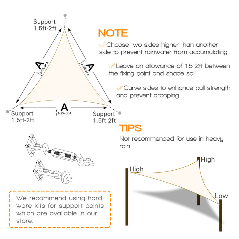 Personnaliser la voile d'ombrage triangulaire, Crème, 20 pi x 24 pi x 31 pi