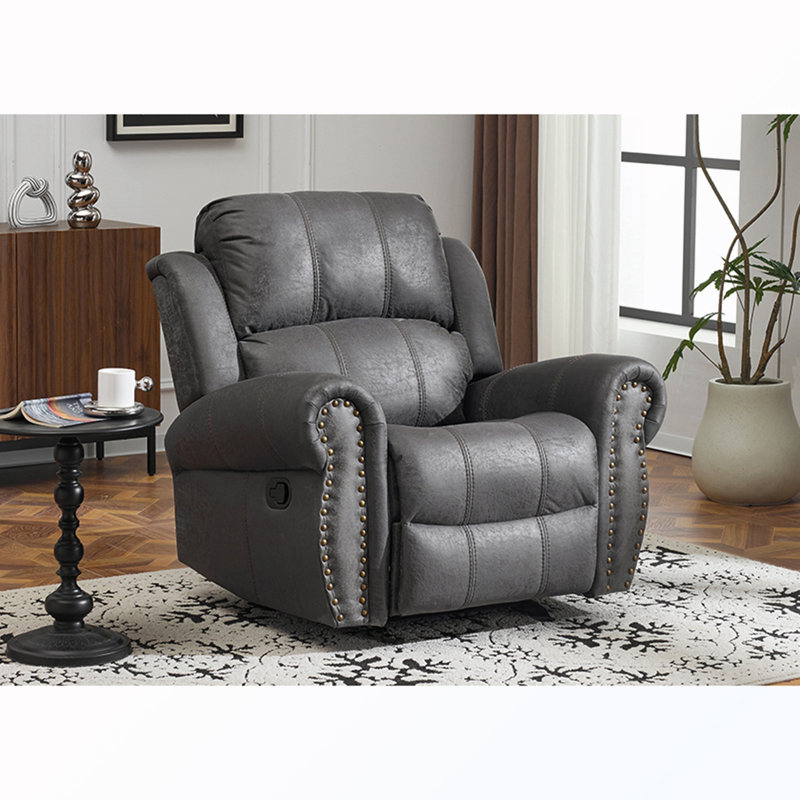 Fauteuil inclinable manuel oscillant rembourré, Microfibre ardoise