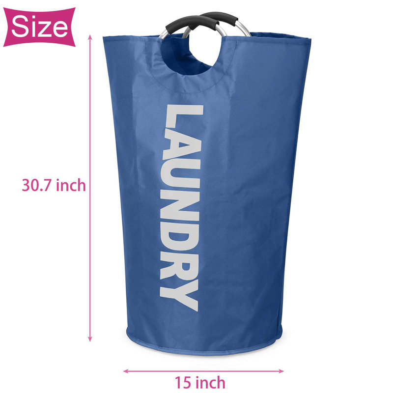 Panier à linge pliable 90L, Bleu marine