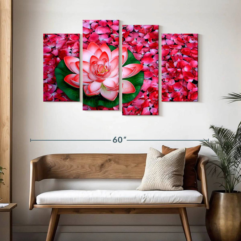 Lotus Flower And Rose Petals, H 32 po x l 52 po