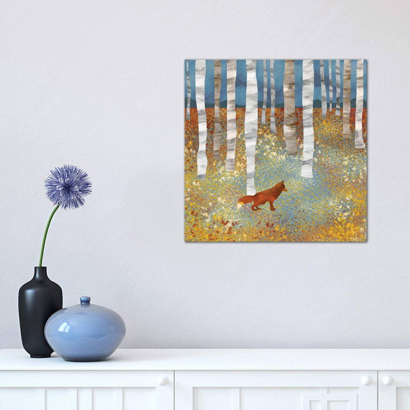 Autumn Fox - impression d'art graphique, Pas de tapis, Toile tendue, H 12 po x l 12 po x P 0,75 po