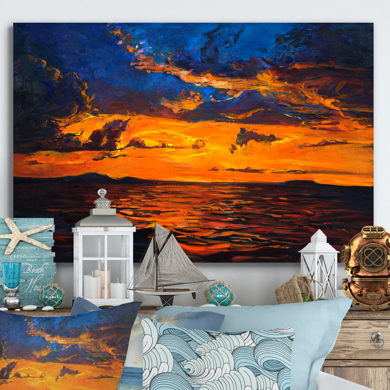 Mistik Sunset Ocena - Print on Canvas, 24" H x 36" W x 1" D, Wrapped Canvas