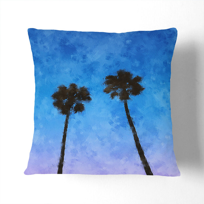 Two Palm Trees Painting Square Throw Cushion, 55cm H x 55cm W x 20cm D
