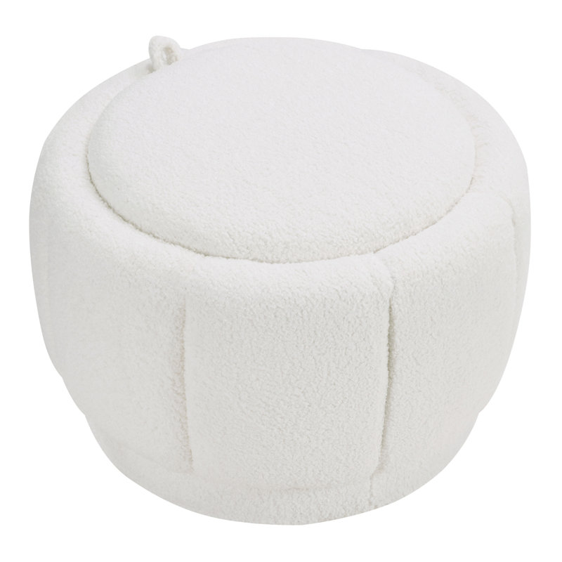 Deambra Storage Ottoman, Ivory Sherpa