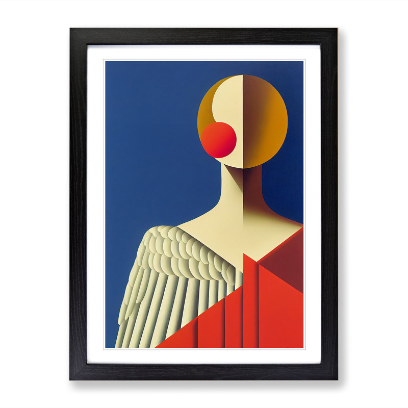 FRM-V0523-1X Angel - Single Picture Frame Print, 46cm H x 34cm W x 2cm D, Walnut Framed