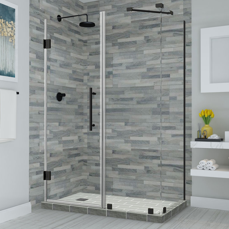 Cabine de douche rectangulaire à charnière sans cadre 52,25 po x 72 po Bromley