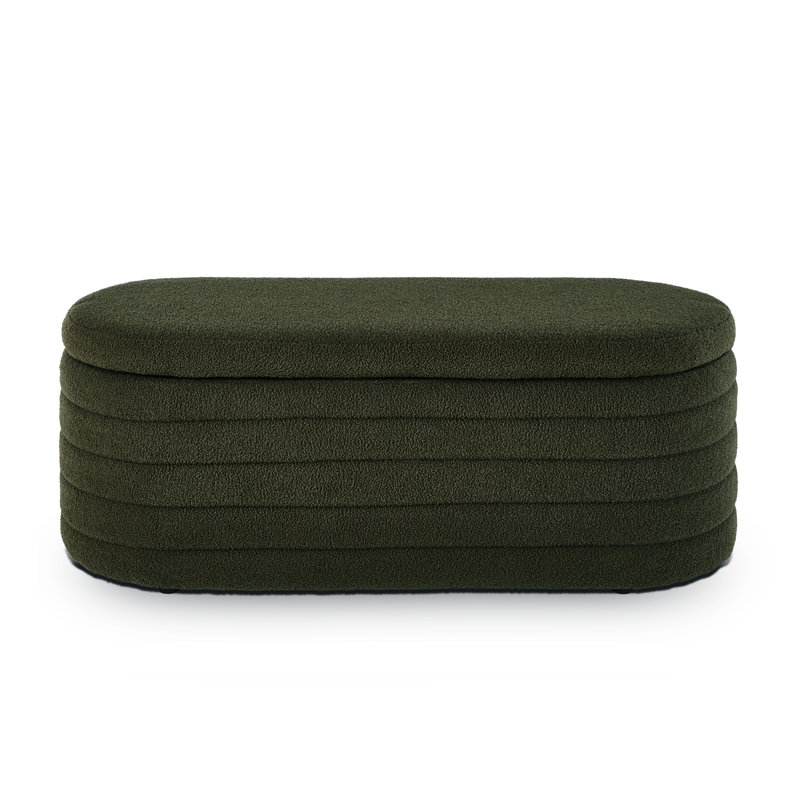 Hazelzet Fabric Upholstered Storage Bench, Green