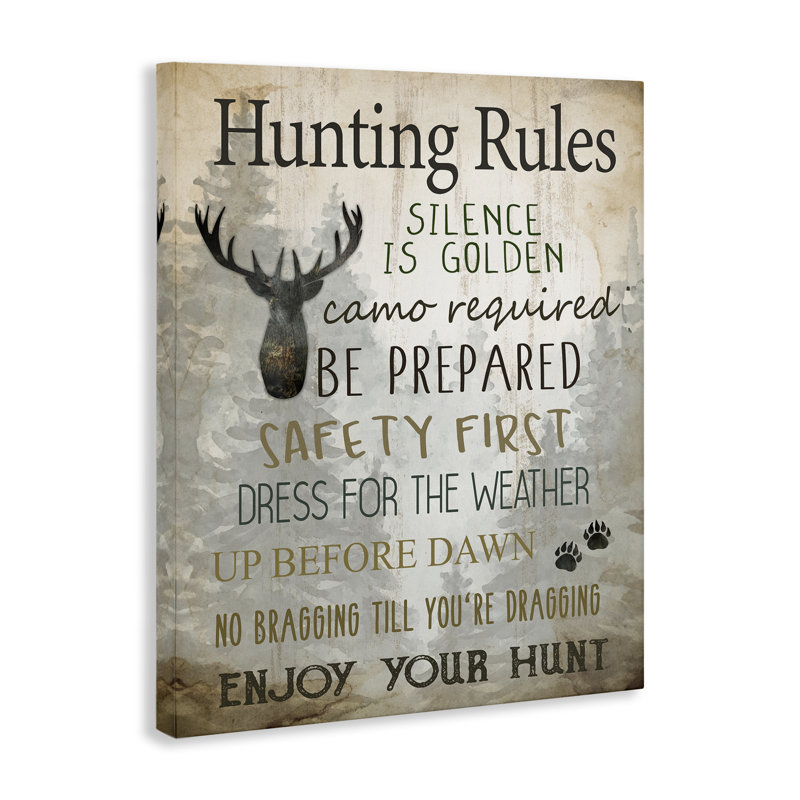 «Rustic Hunting Rules», art mural sur toile par Kim Allen, H 30 po x l 24 po