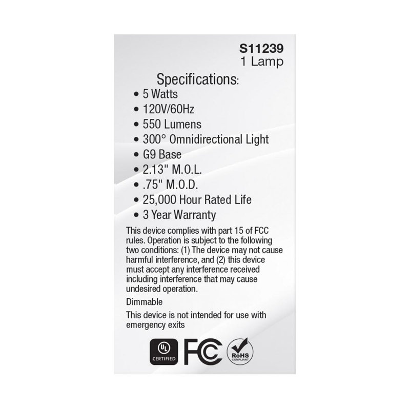 5 Watt Clear LED Bulb, 5000K