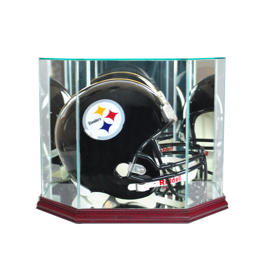 Octagon Full Size Football Helmet Display Case Perfect Cases and Frames Color: Cherry