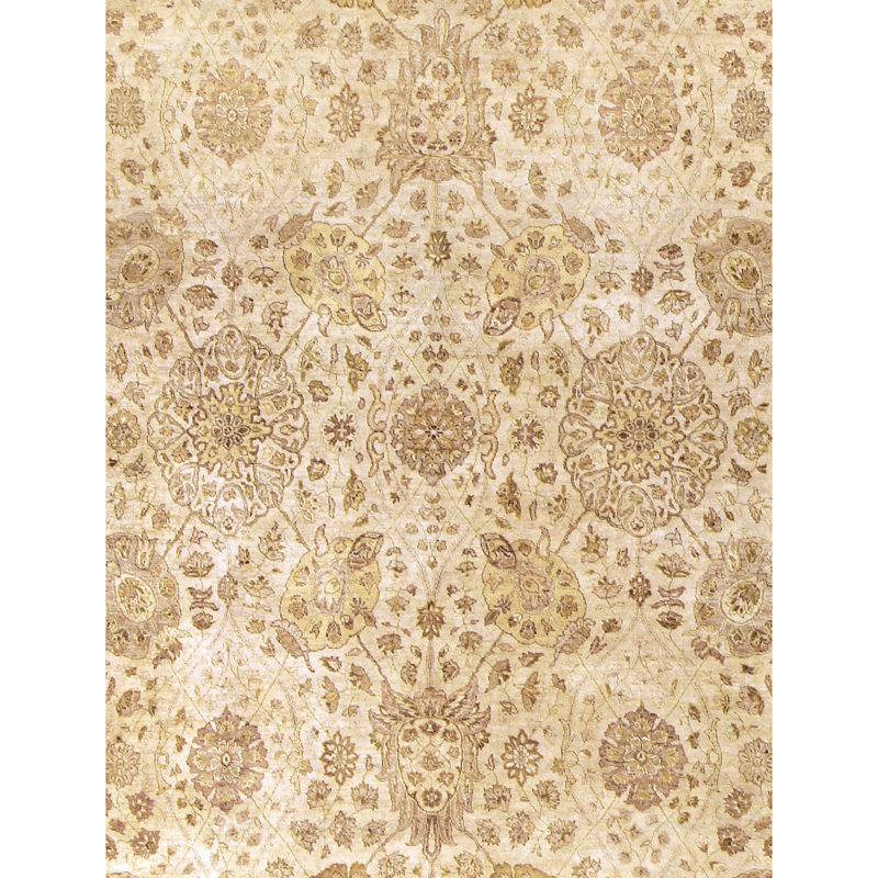 Wool Oriental Area Rug in Cream, Rectangle 12' x 24'