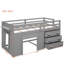 Lit mezzanine simple avec armoire et tablette - gris-130605811