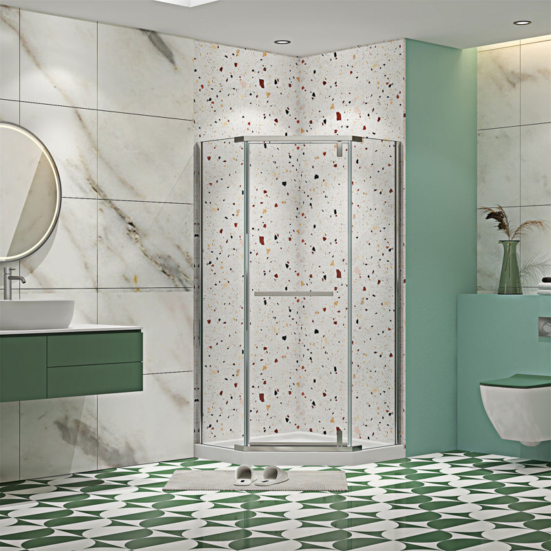 Porte de douche pivotante sans cadre Neo-Angle, Chrome chrome