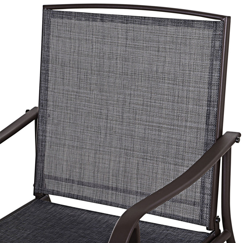 3 Piece Outdoor Glider Chair With Coffee Table Bistro Set, Gray