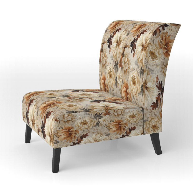 Rustic Victorian Brocade Victorian Motif - Chaise d'appoint de chalet rembourrée à motif floral