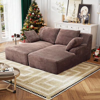 Modern Corduroy Chaise Lounge Chair, High-density Foam With Pocket Springs, Contemporary Style, For Living Room