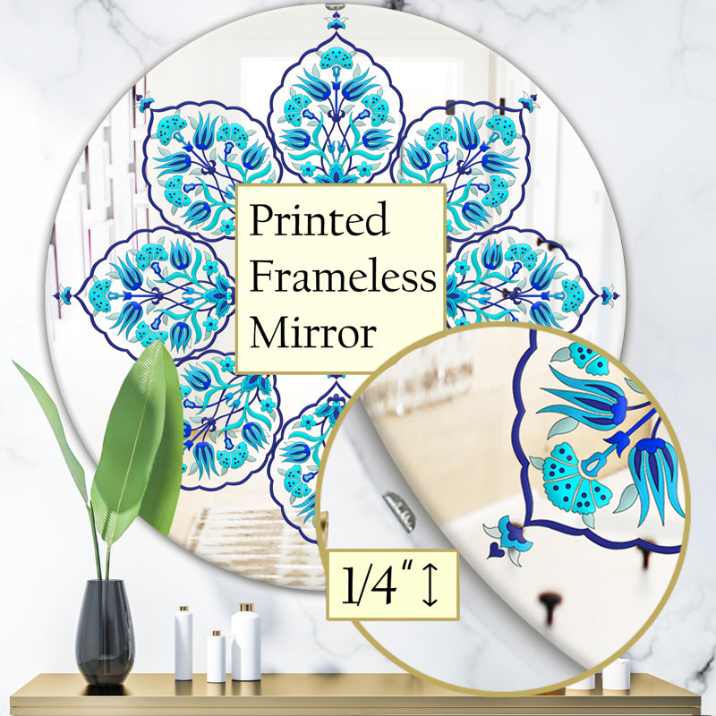 Miroir mural feuilles et bohème éclectique, H 23,6 po x l 23,6 po