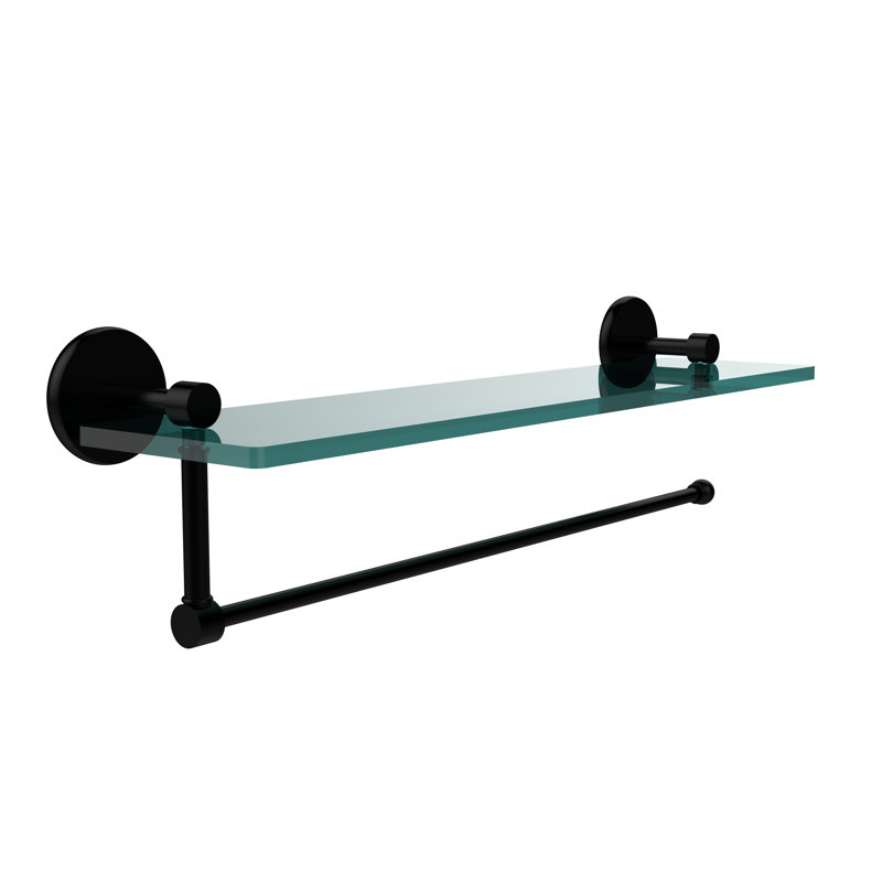 Dalston Bracket Shelf with Towel Bar, Matte Black