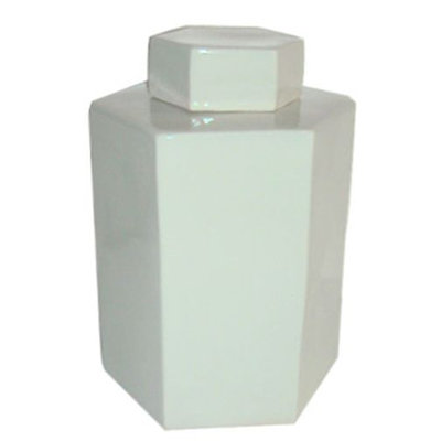 Hex Porcelain China Urns & Jars - Set of 2