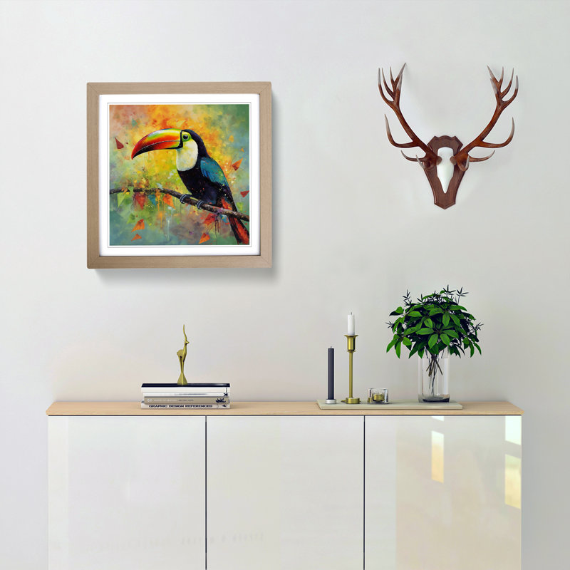 Toucan Colour Field Painting - Framed Print, Oak