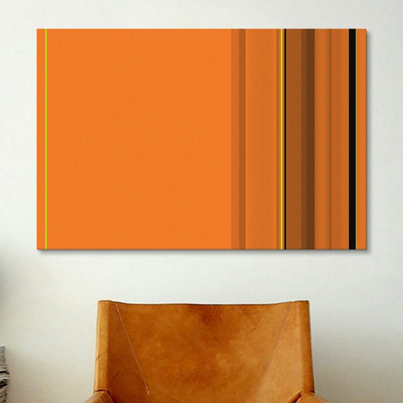 Citrouille rayée, impression sur toile en orange, H 40 po x l 60 po x P 1,5 po, Toile tendue, Pas de tapis