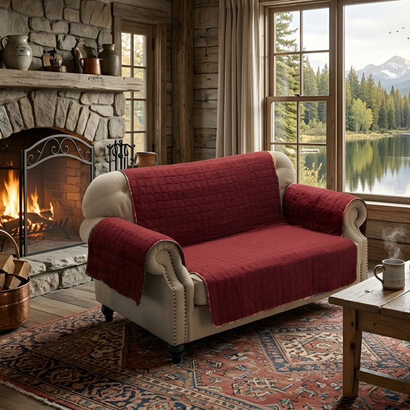 Housse pour causeuse réversible Gold Rush, Rouge