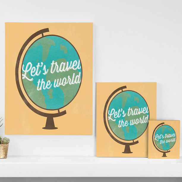 «Lets Travel», impression sur toile tendue, H 30 po x l 24 po x P 1,5 po