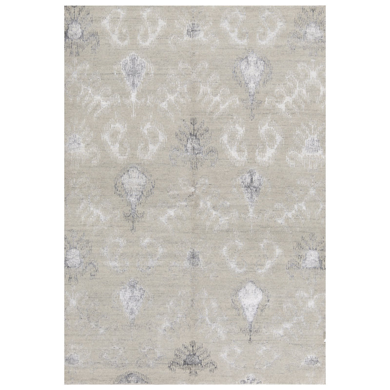 Ikat Area Rug in Silver/Natural, Rectangle 6'2" x 8'10"