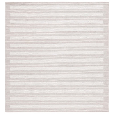 Tarazi rayé fait à la main recyclé P.E.T. Tapis gris / ivoire