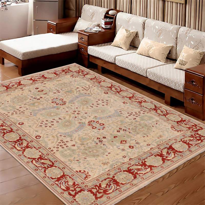 Laine beige oriental noué à la main 9 pi x 11 pi 11 po Dagmar